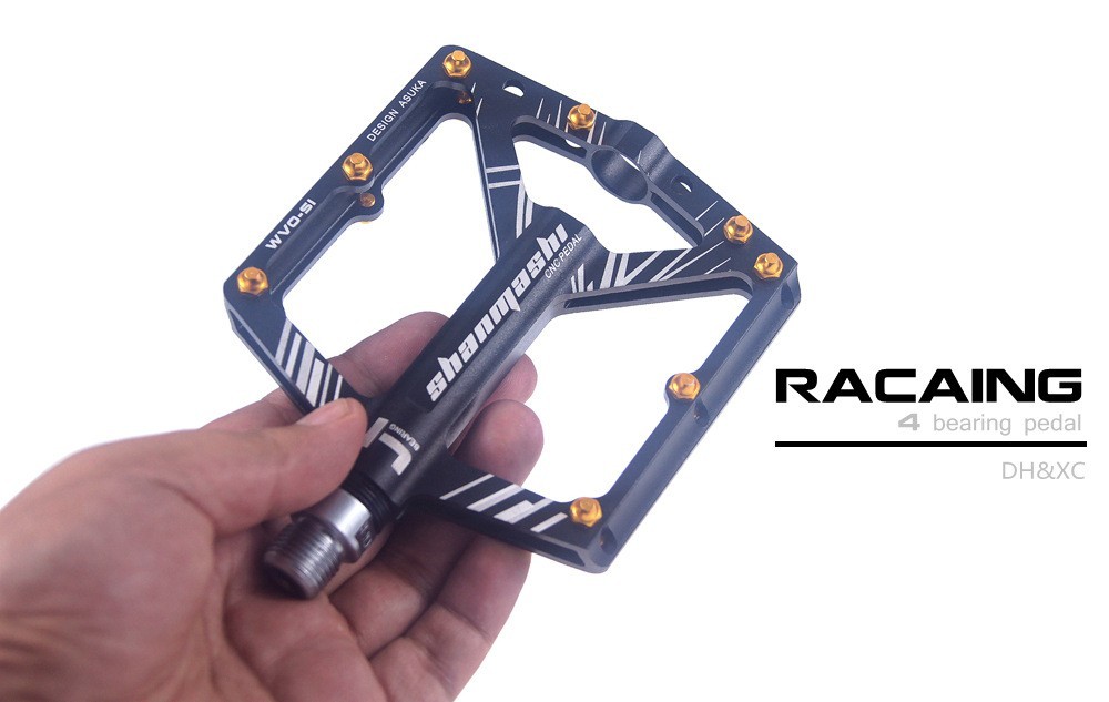 4 Bearing MTB Road Bike Pedals Ultra-light 9/16″ Aluminum Platform Flat Pedal