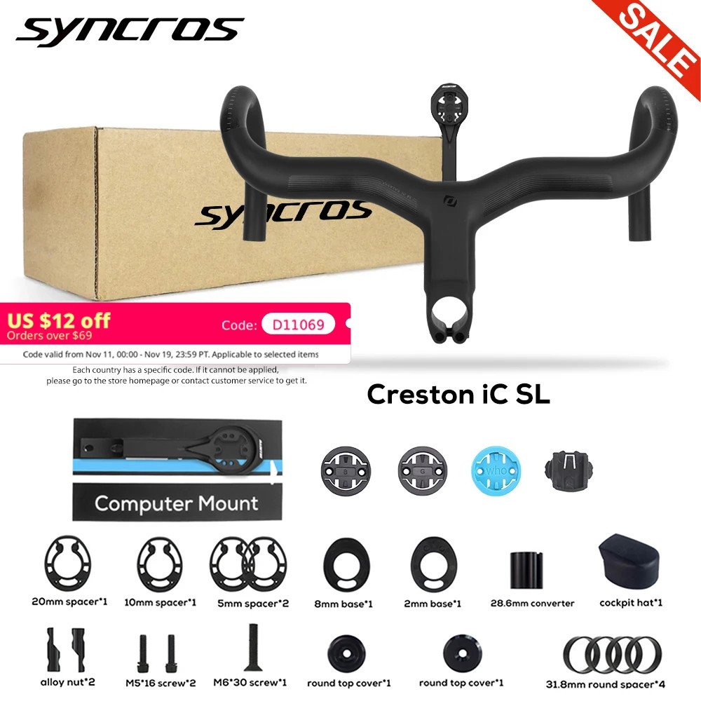 Carbon Handlebar Internal Routing Road Bicycle Integrated Drop Bar with Mount