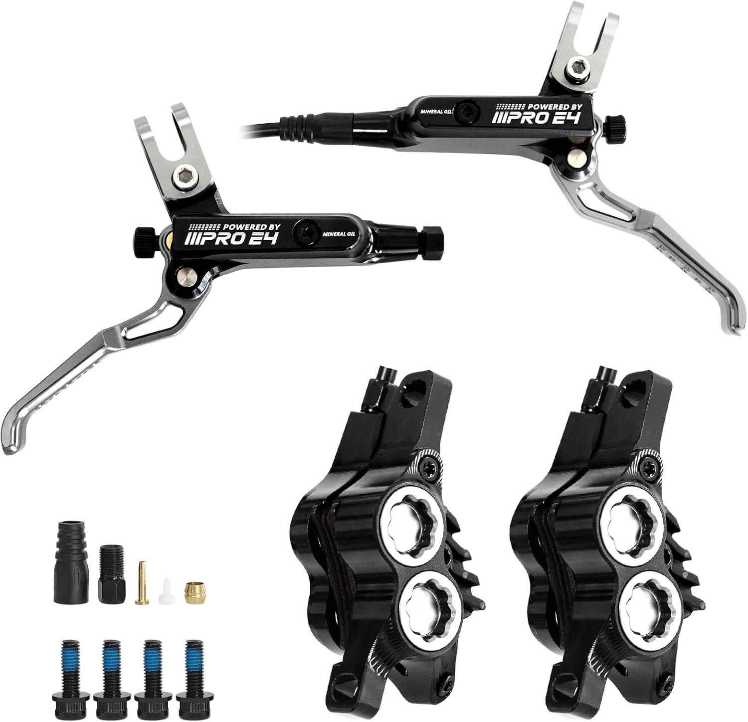 ZTZ IIIPRO E4 MTB Hydraulic Disc Brake Set, 4-Piston Hydraulic Brake Kit for MTB