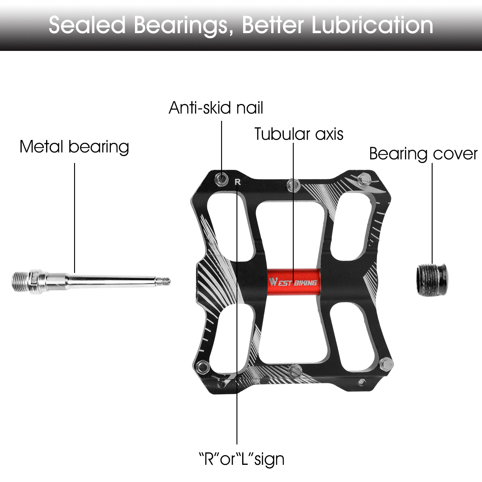 Bicycle Pedals Aluminum Alloy 2 Sealed Bearing Cycling Bike Pedals MTB Pedals