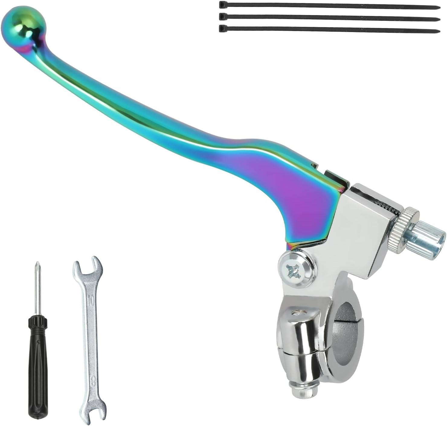 Modern L-shaped Brake Lever for Mini Bikes and Dirt Motorcycles, Rainbow Finish