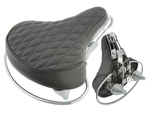 GENUINE 10″ LONG BEACH CRUISER VINYL SEAT IN A DIAMOND-STYLE WEB SPRING IN BLACK