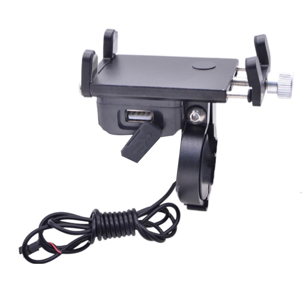 Compact Aluminum Alloy Ebike Phone Mount with USB Charging for Motorcycle