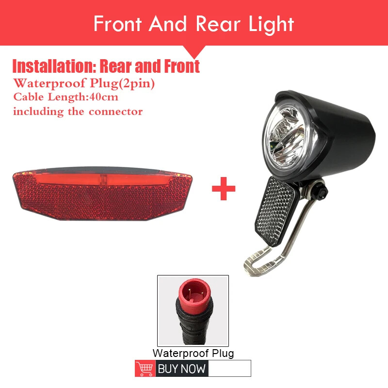 E-bike LED Headlight and E-Bike Rear Light 12V 24V 36V 48V 60V for Electric Bike