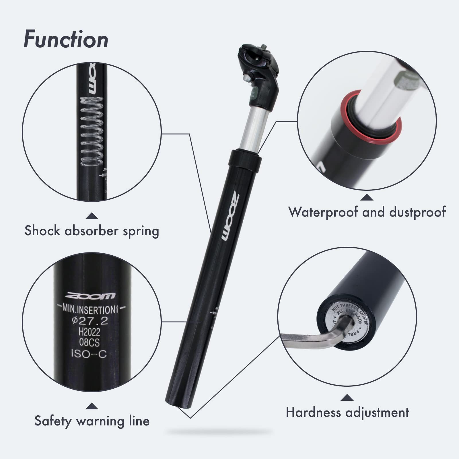 Lightweight Aluminum Bike Suspension Seatpost Shock Absorber 27.2/30.9/31.6mm