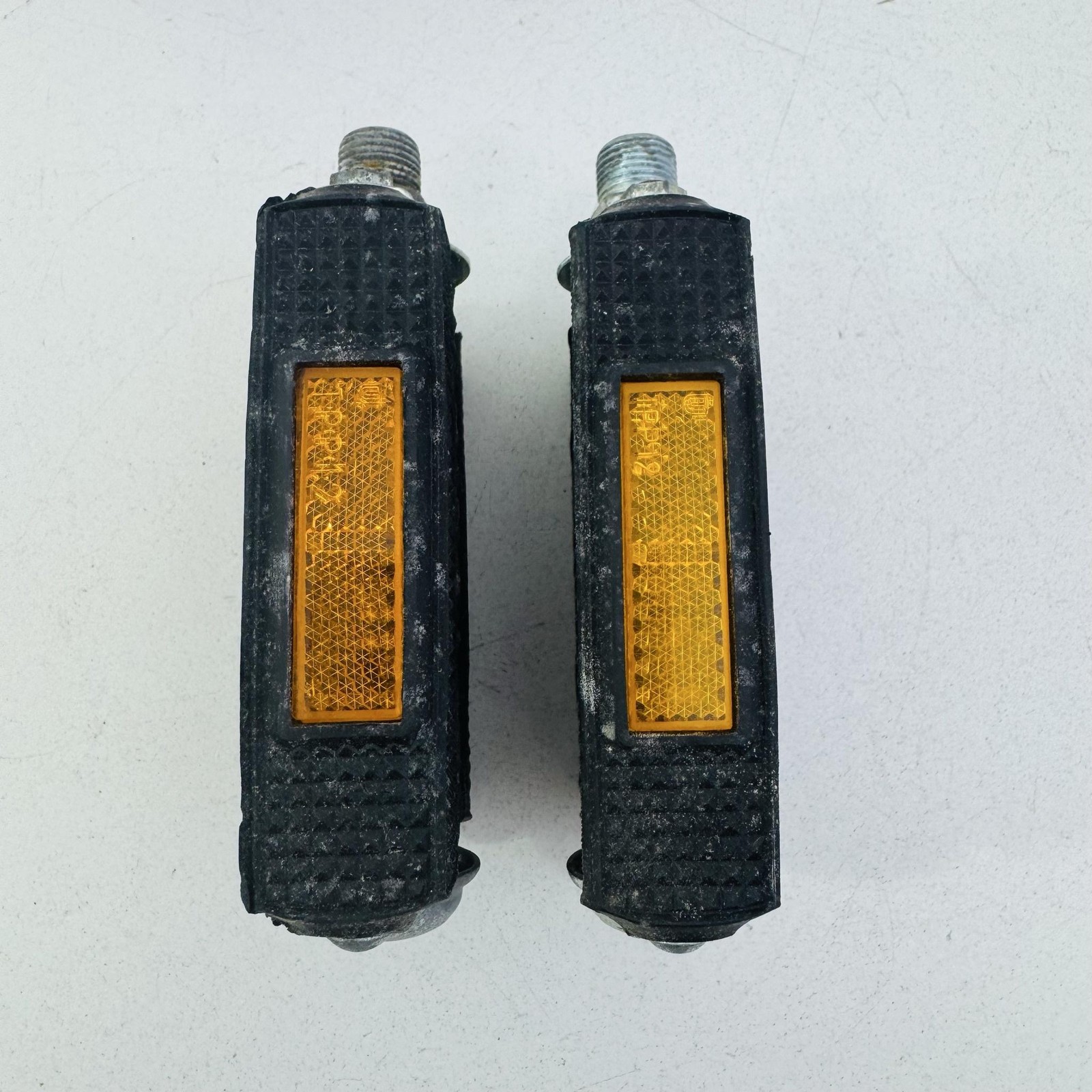 Vintage Union Bicycle Block Pedals 9/16 In Black Reflectors Pair German Bike A41