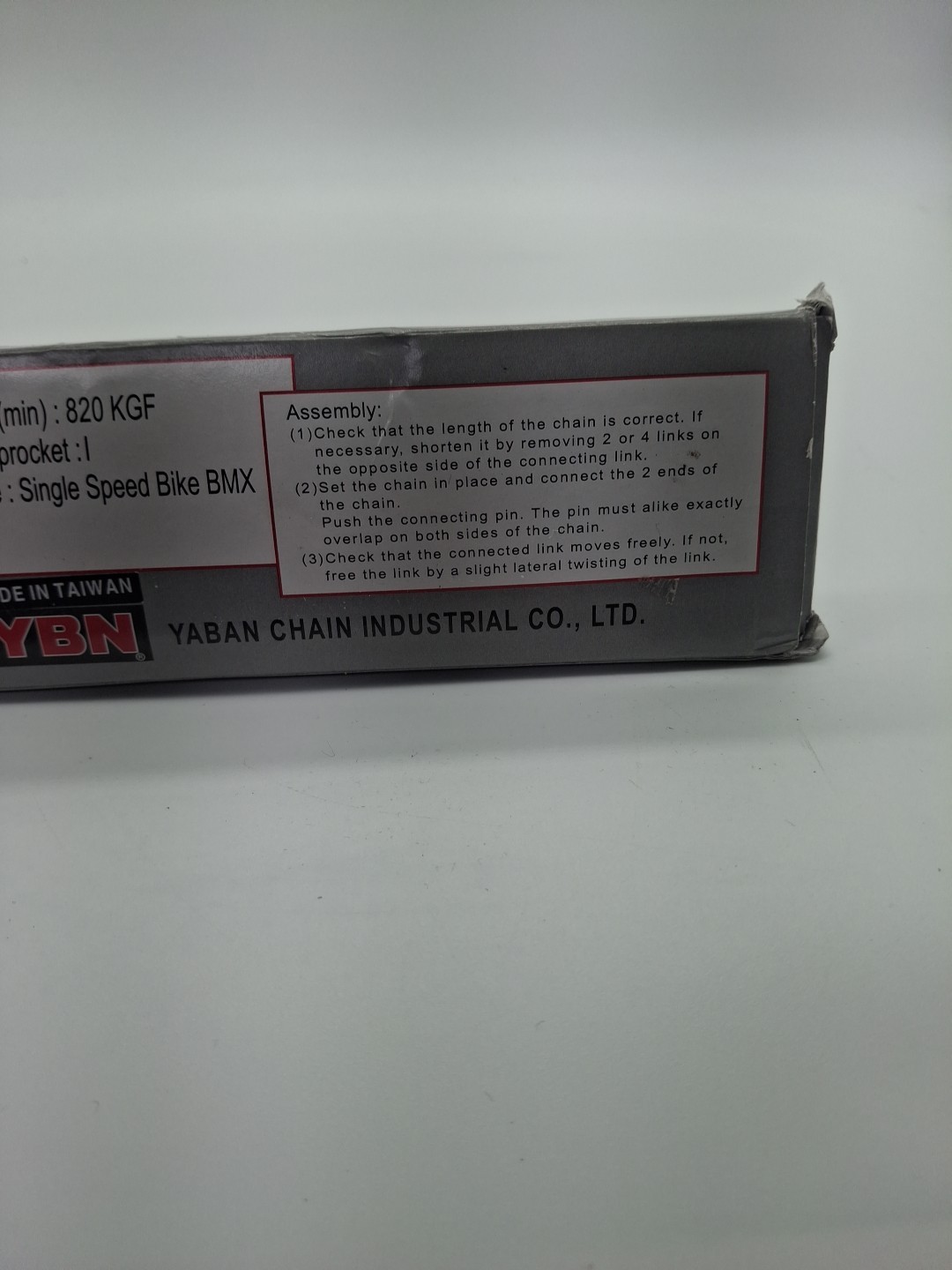 YBN Yaban Bicycle Chain S410-S/WH Brand New In Box 1 Speed