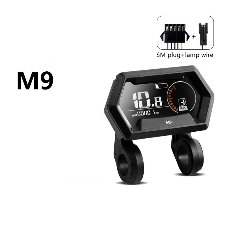E-Bike Compatible M9 Smart LCD Color Screen with light wire 5PIN+2PIN SM plug.