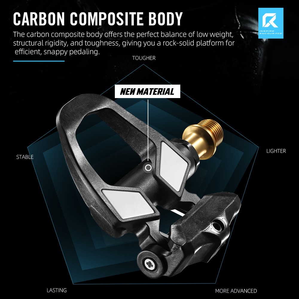 RYET Carbon Road Bike Pedals 198g Titanium Spindle DU Bearings 6° Float SPD