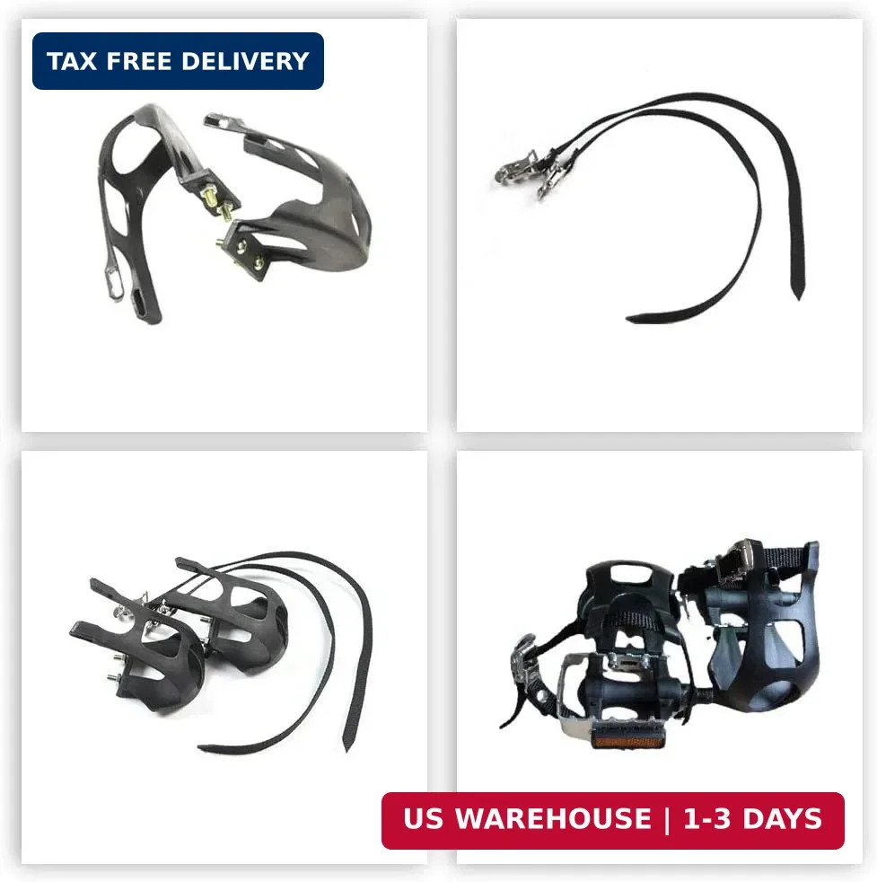 1 Pair Toe Clips for Road & Mountain Bikes, Universal Fit with Adjustable Straps
