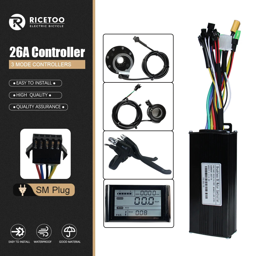 3-mode Sine Wave E-bike Brushless Controller 36V 48V 17A/26A/30A/40A 250W-2000W
