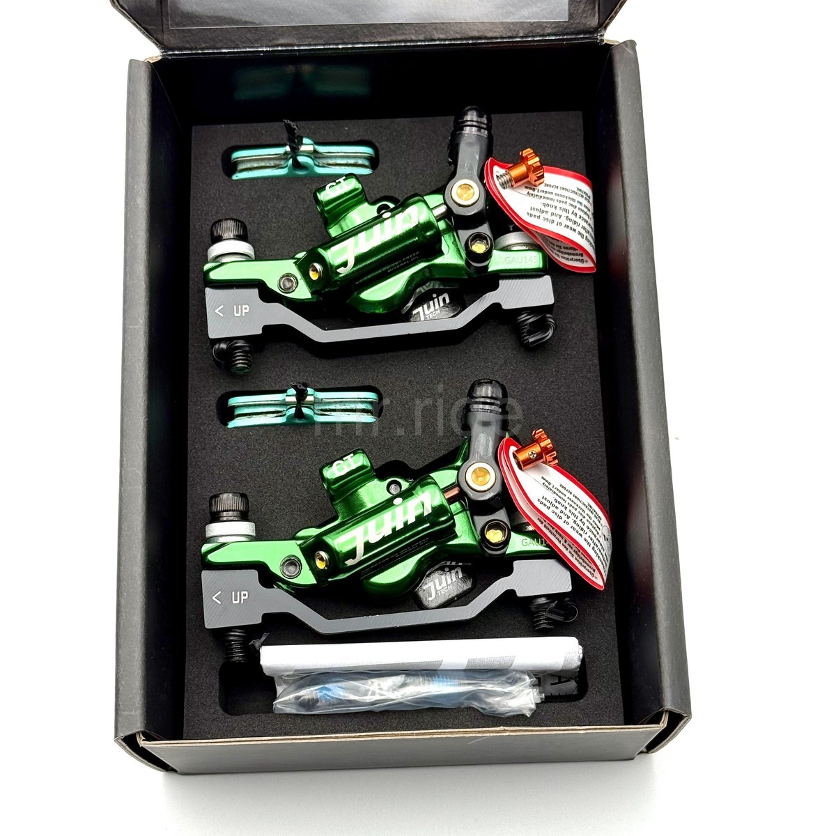 JUIN GTP 4 Pistons Light Hydraulic Road/CX Bike Disc Brake set Caliper Green