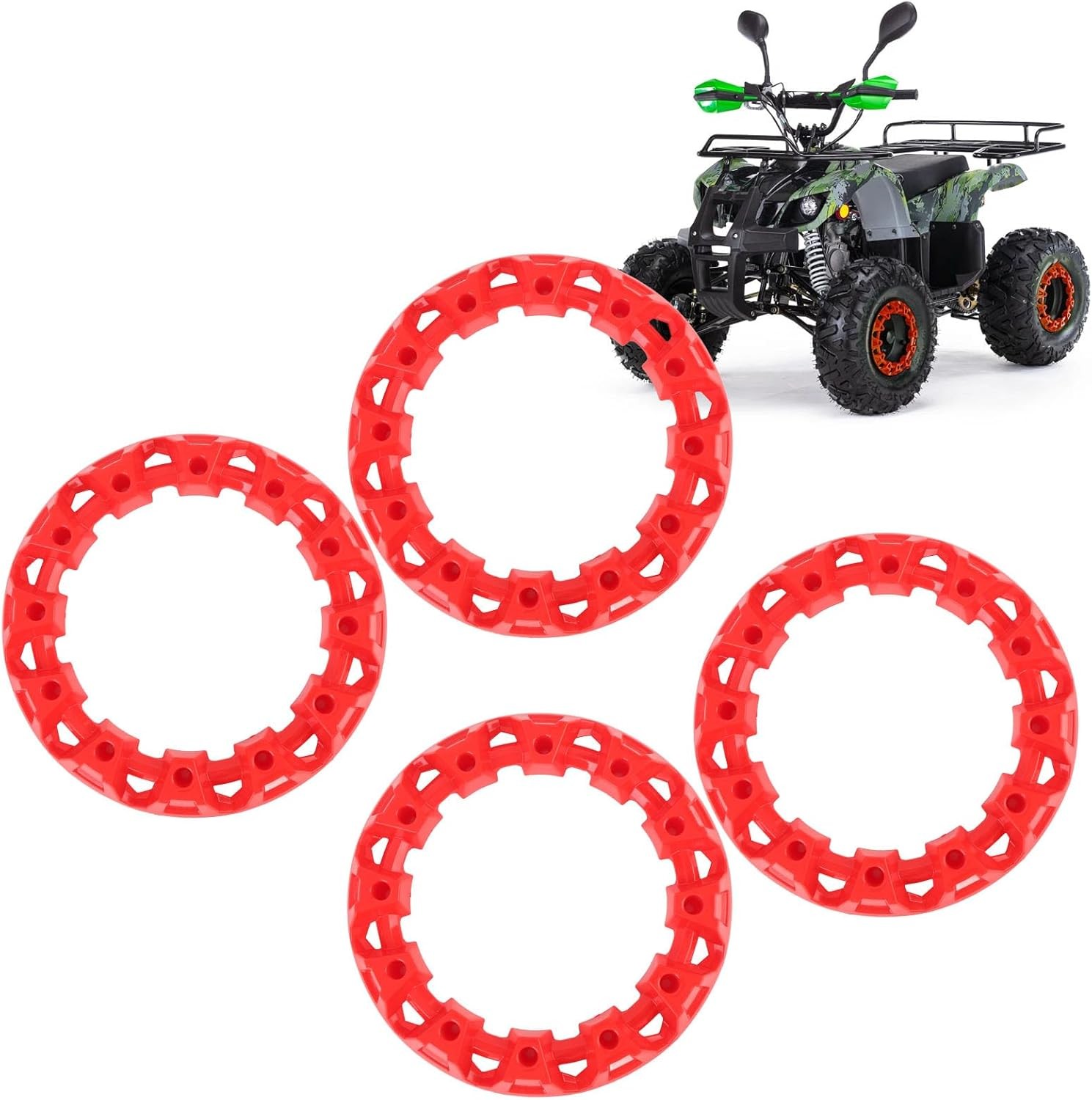 4Pcs 10 Inch ATV Wheel Trim Hub Decor Rim Cap Plastic Scratch Proof Sporty Red