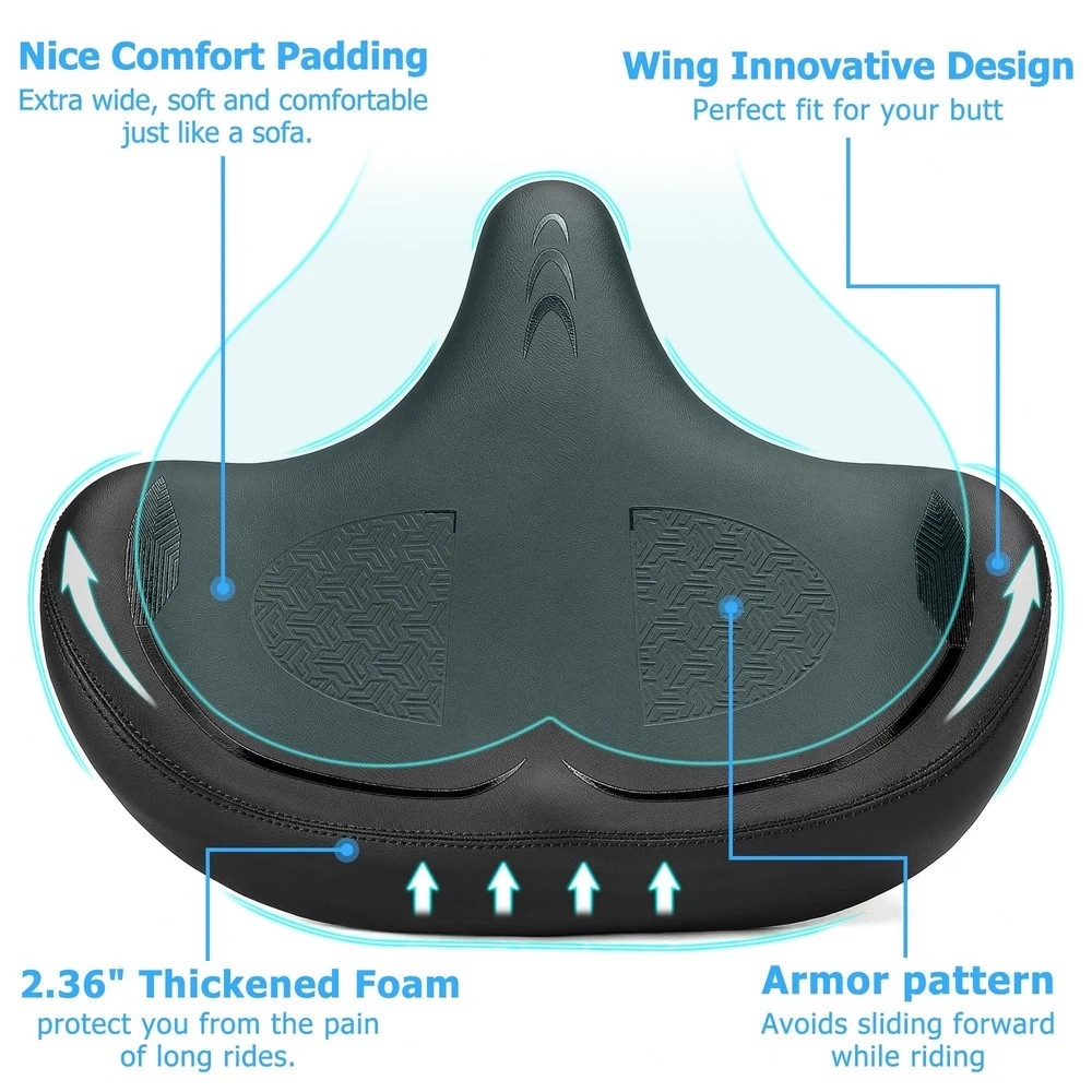CDYWD Oversized Bike Seat for Men & Women Comfort Extra Wide Bicycle Seat
