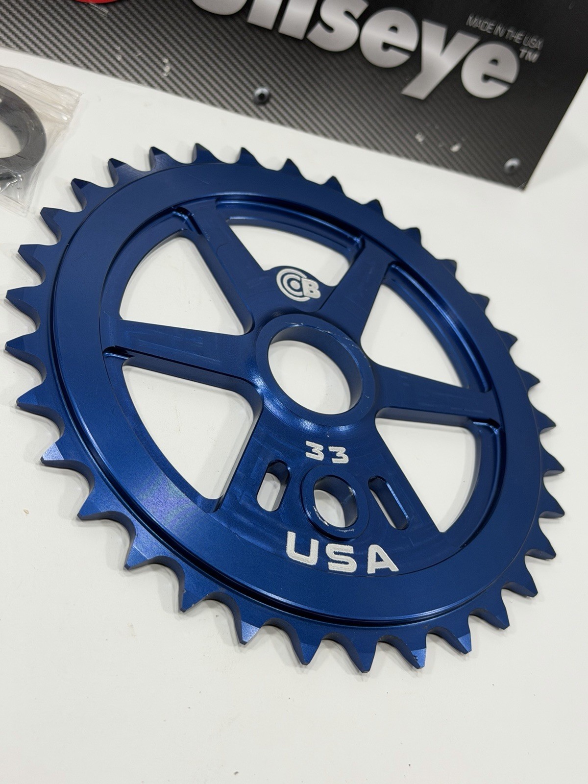 Bullseye USA 33t Sprocket Anodized Blue Race Works New School BMX 33 Tooth