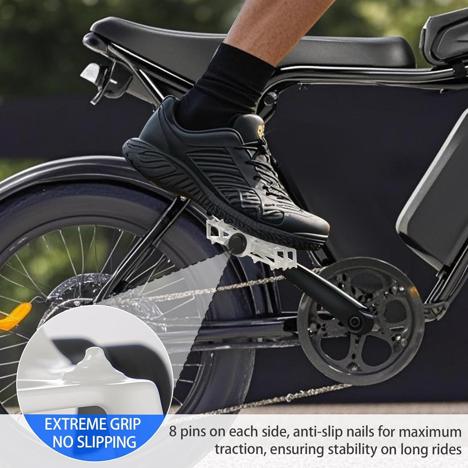 White Pedals Compatible with Ridstar Q20, Bicycle Pedals for Electric Bike, Alum