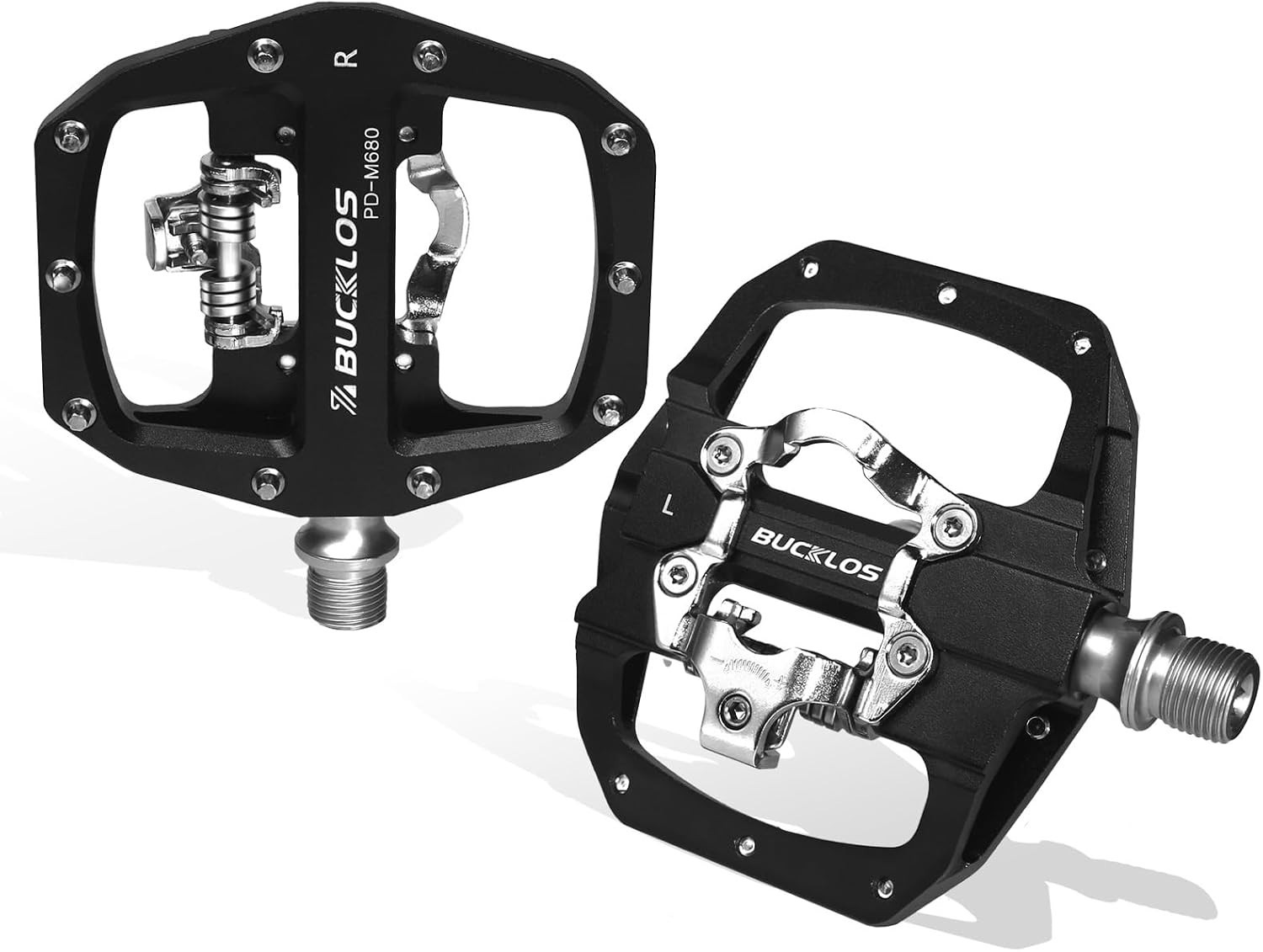 BUCKLOS for SPD Dual Pedals PD-M680 MTB Bike Flat&Clipless Bearing Mountain Road