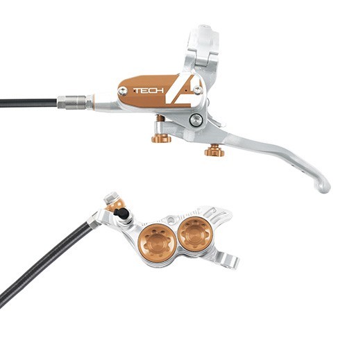 Hope Tech 4 V4 Downhill E-Bike Brake – Silver/Bronze -Black Hose-Right Hand Rear