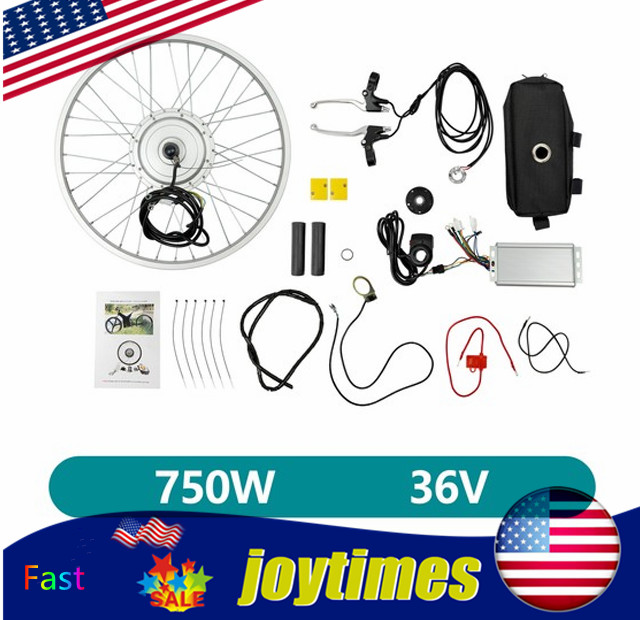 E-bike Conversion Kit Silver 24″ Front Wheel w/ Brushless Hub Motor Modern 750W