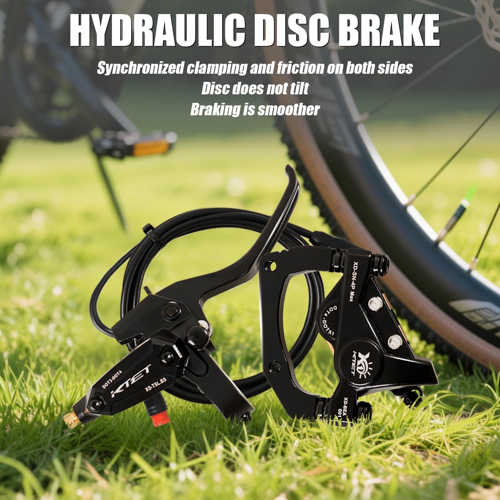 Upgrade Heavy Duty 4 Piston Hydraulic Brakes for Ebike: 2 PIN Waterproof
