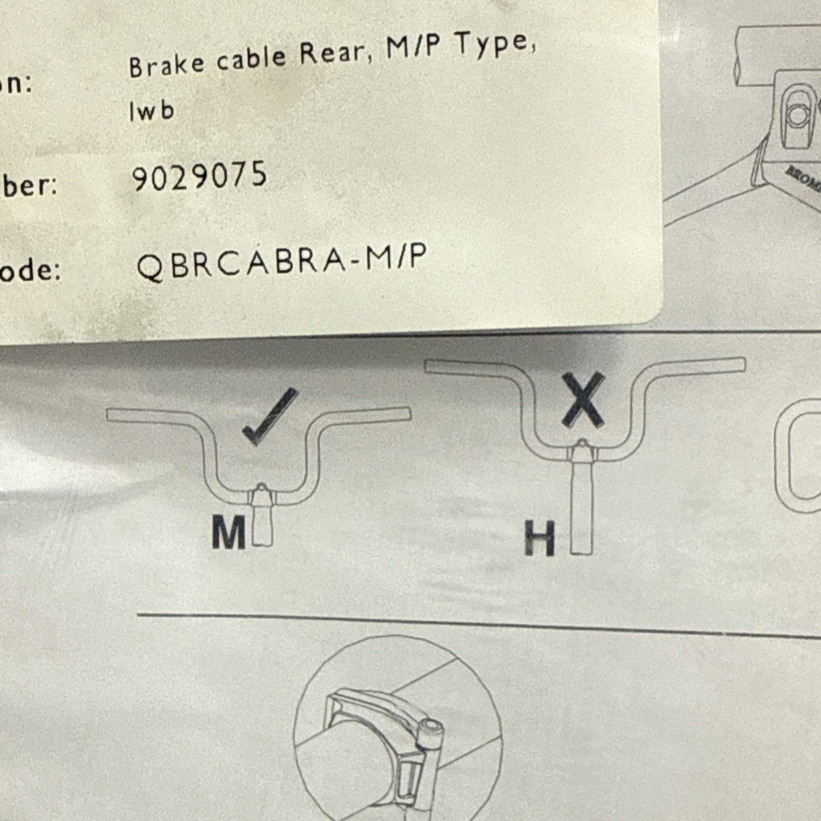 Brompton Rear brake cable for Left lever to Rear brake – long wheel base