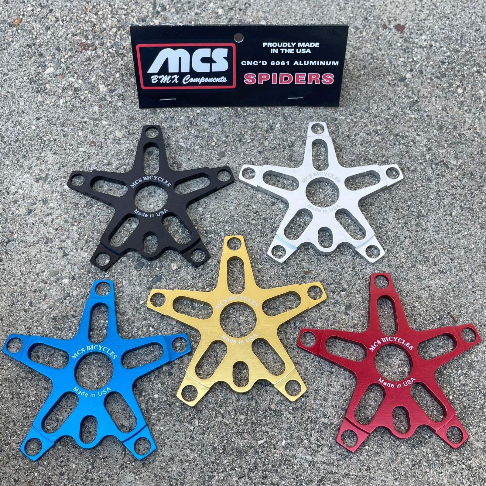 MCS ALLOY BMX OLD SCHOOL SPIDERS 110mm 5 Bolt USA Made BMX BIKE SPIDER GT SE