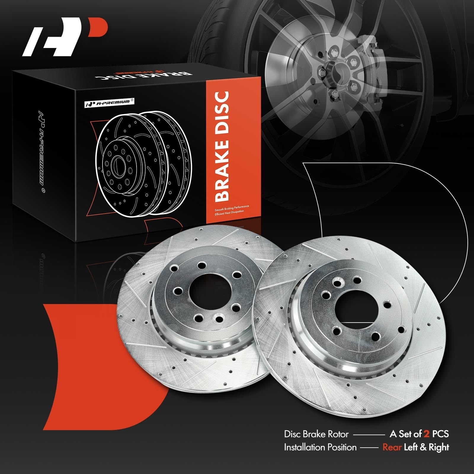 A-Premium 14.37 Inch (365 mm) Rear Drilled and Slotted Disc Brake Rotors | Co…