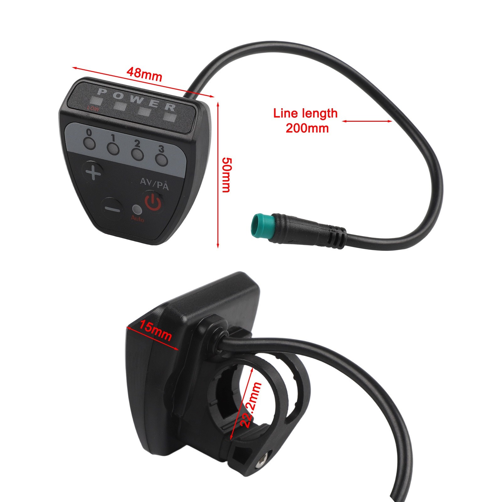 LED Display Meter with + Button Light Control for 36V 48V Ebikes and Scooters