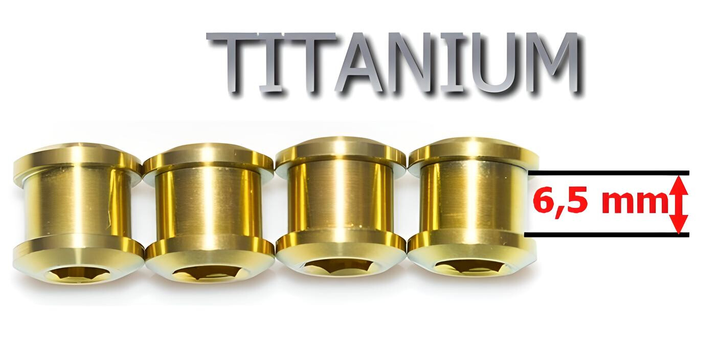 4/5 Chainring Bolts in TITANIUM – heat shield, 43% lighter, 3 lengths, 4 colors!
