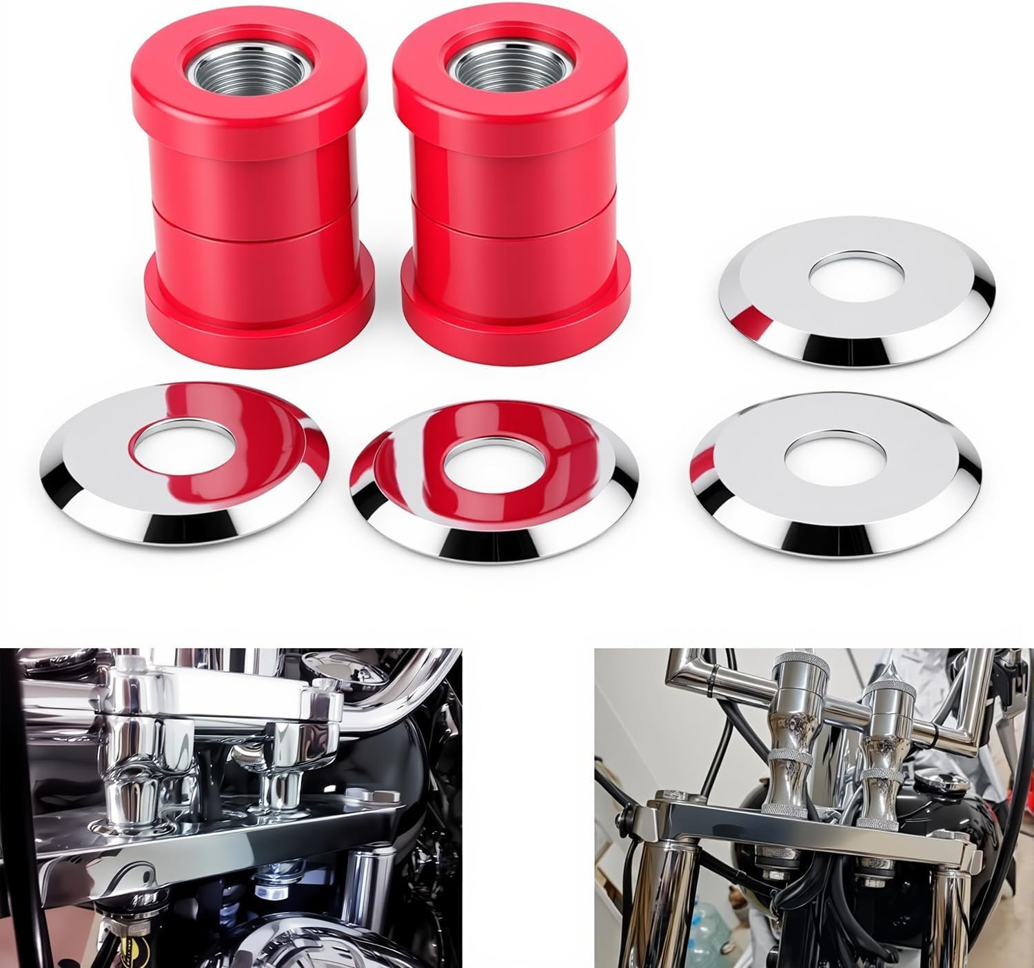 Polyurethane Handlebar Riser Bushings Kit Compatible with Harley Big Twin 1973-2