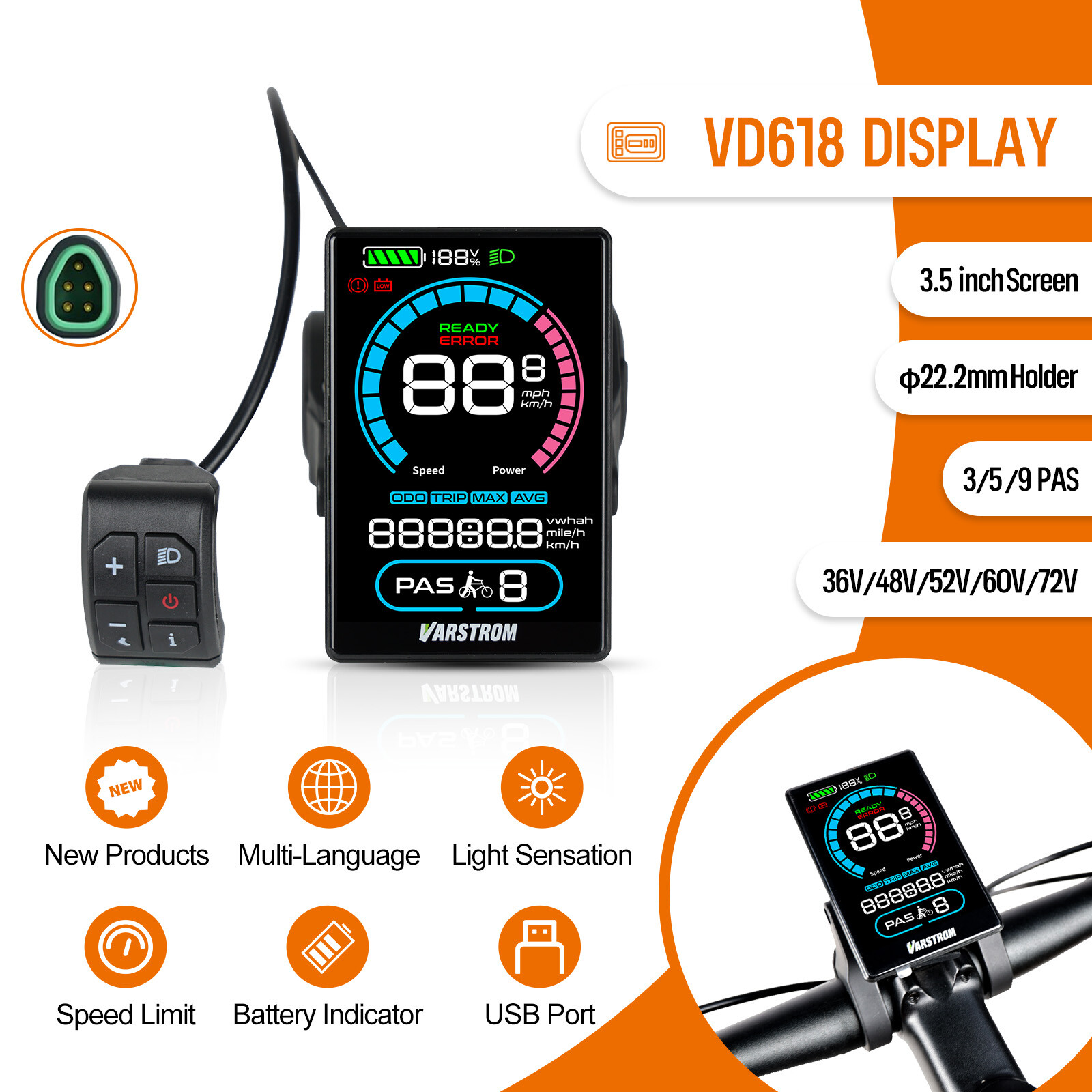 VD618 Display CAN Protocol For Bafang Mid Motor BBS01 BBS02 BBS-HD Speedometer