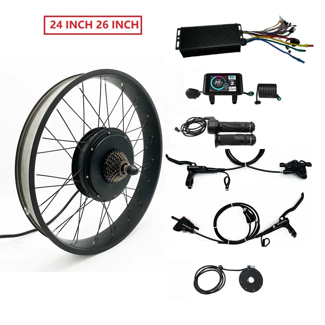 48V-72V 60A 2000W-3000W eBike Conversion Kit Rear Wheel Fat 20/24/26×4.0»