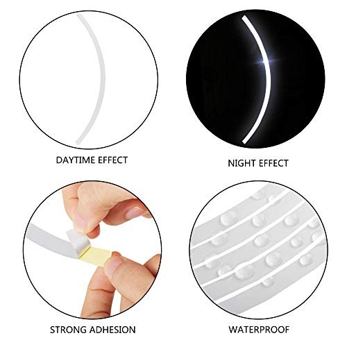 17″ Reflective Wheel Rim Tape Sticker for Motorcycle Wheels Car Cycling White