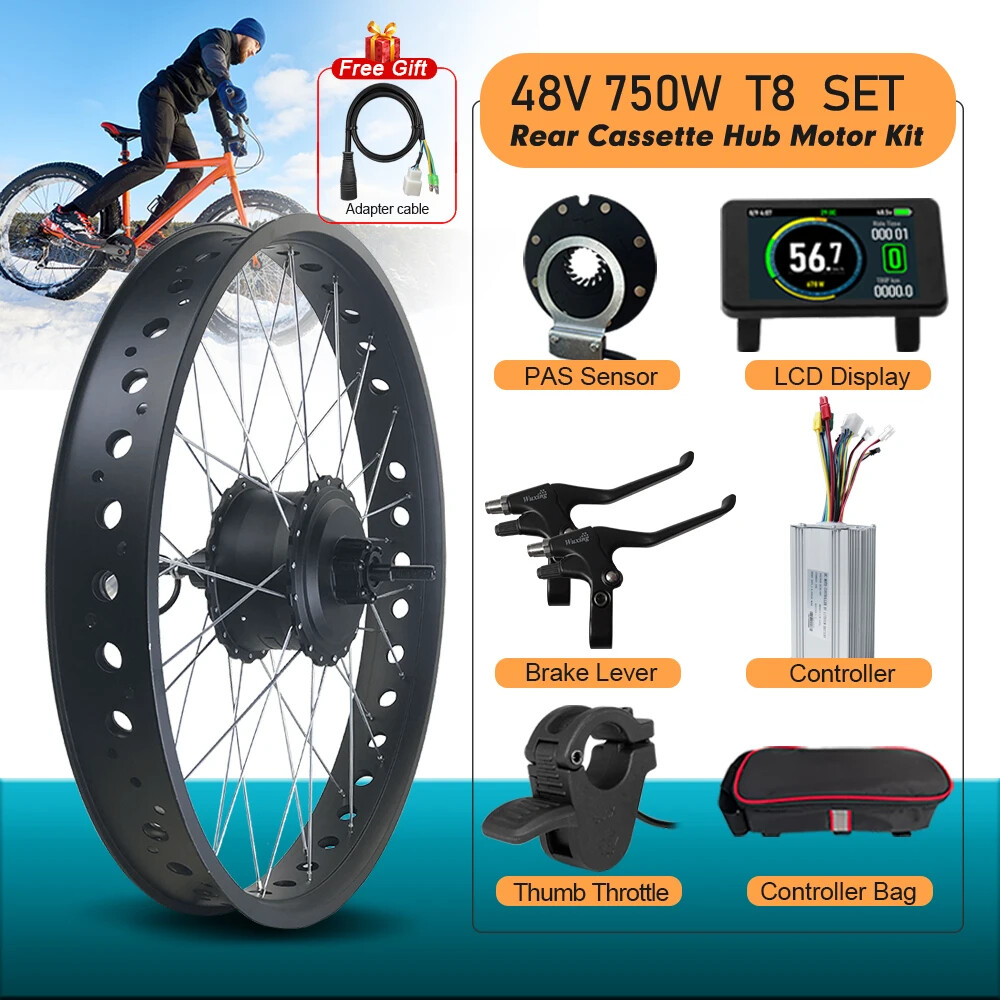 48V 750W 20/24/26in Snow Electric Bike Fat Rear Brushless Gear Hub Motor Wheel