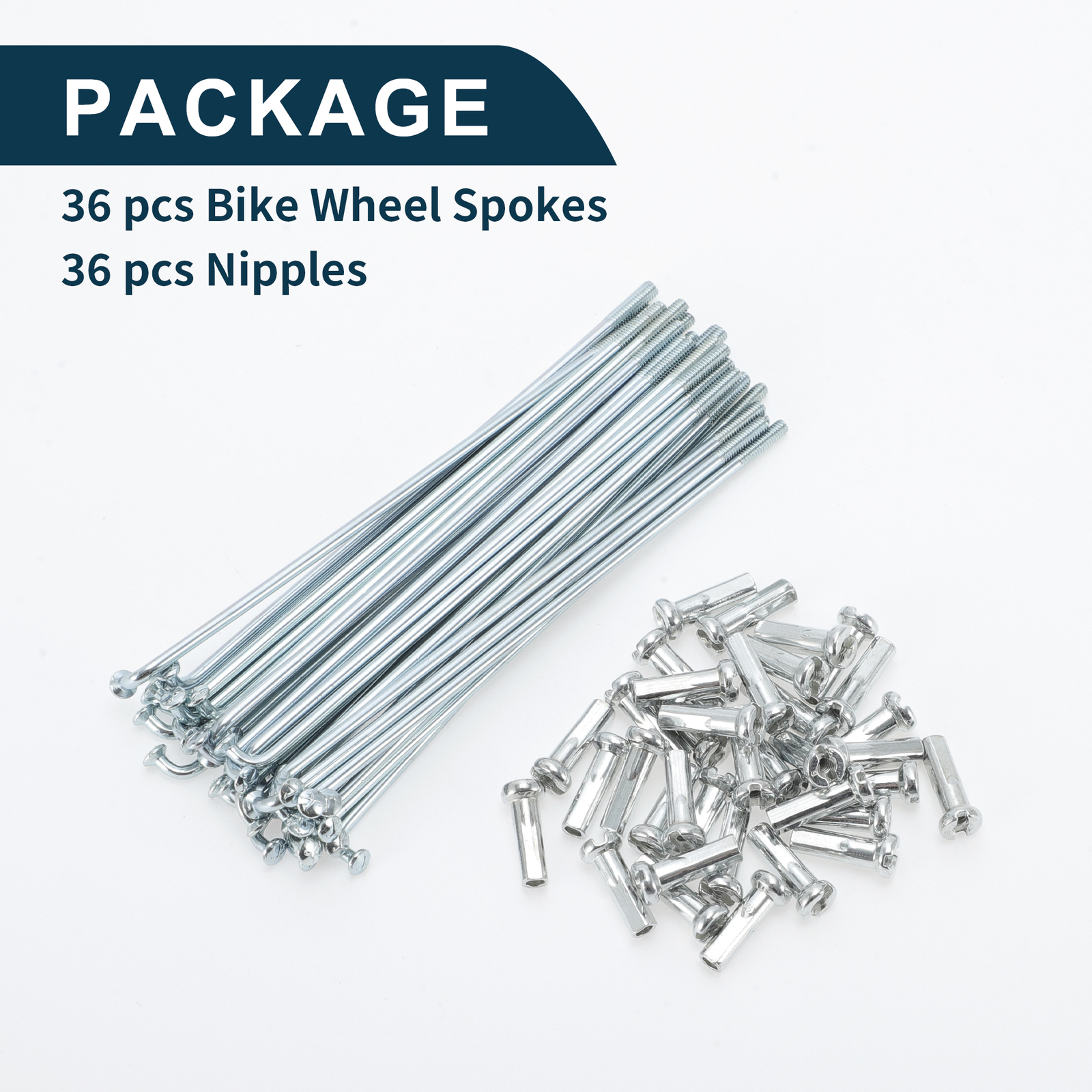 1 Set 14G 74mm Length Bicycle Spokes Nipple Carbon Steel Galvanized Universal