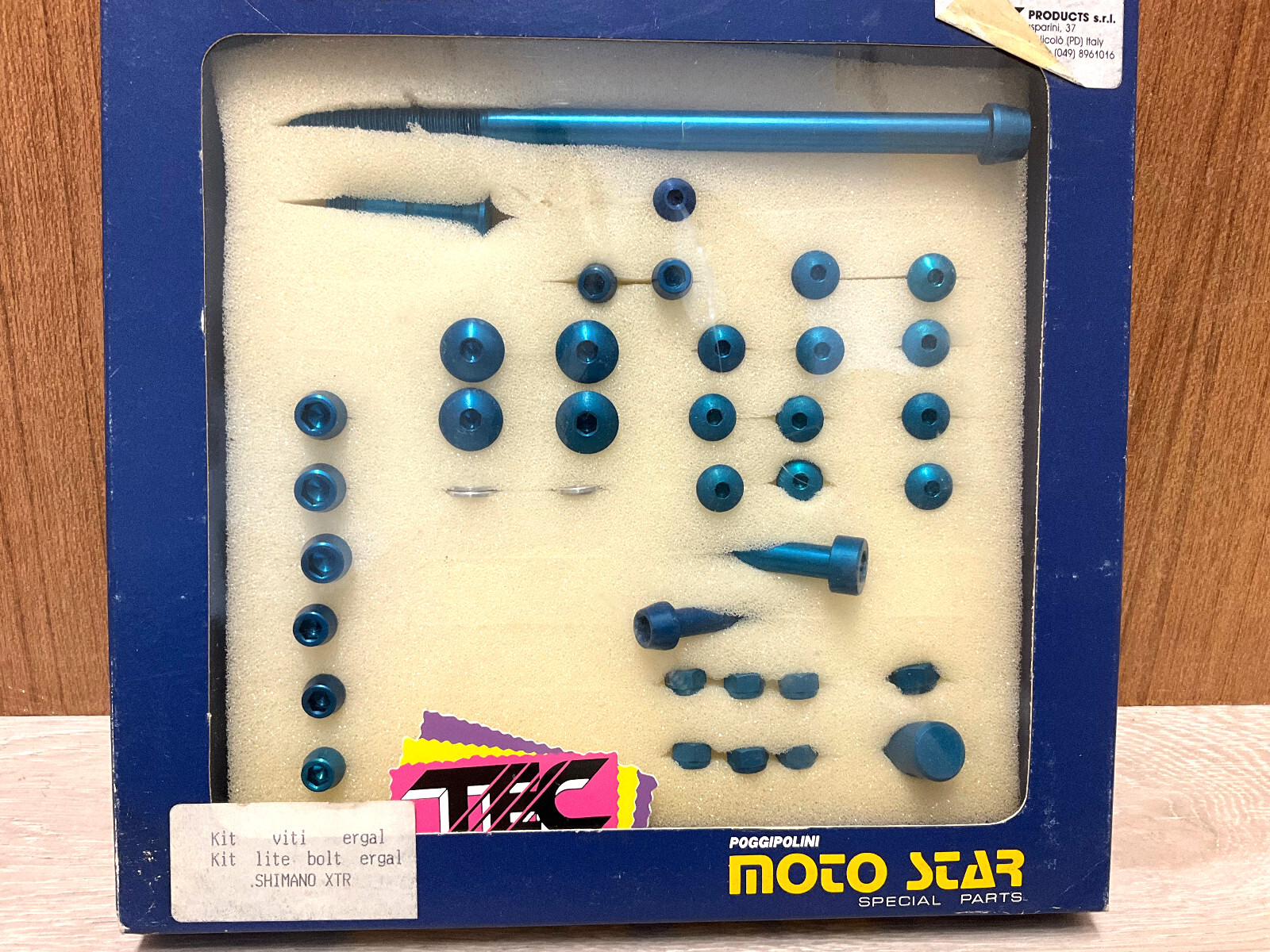 NOS TEC light AL blue screws nuts/bolt kit/set Shimano XTR old school vintage MTB