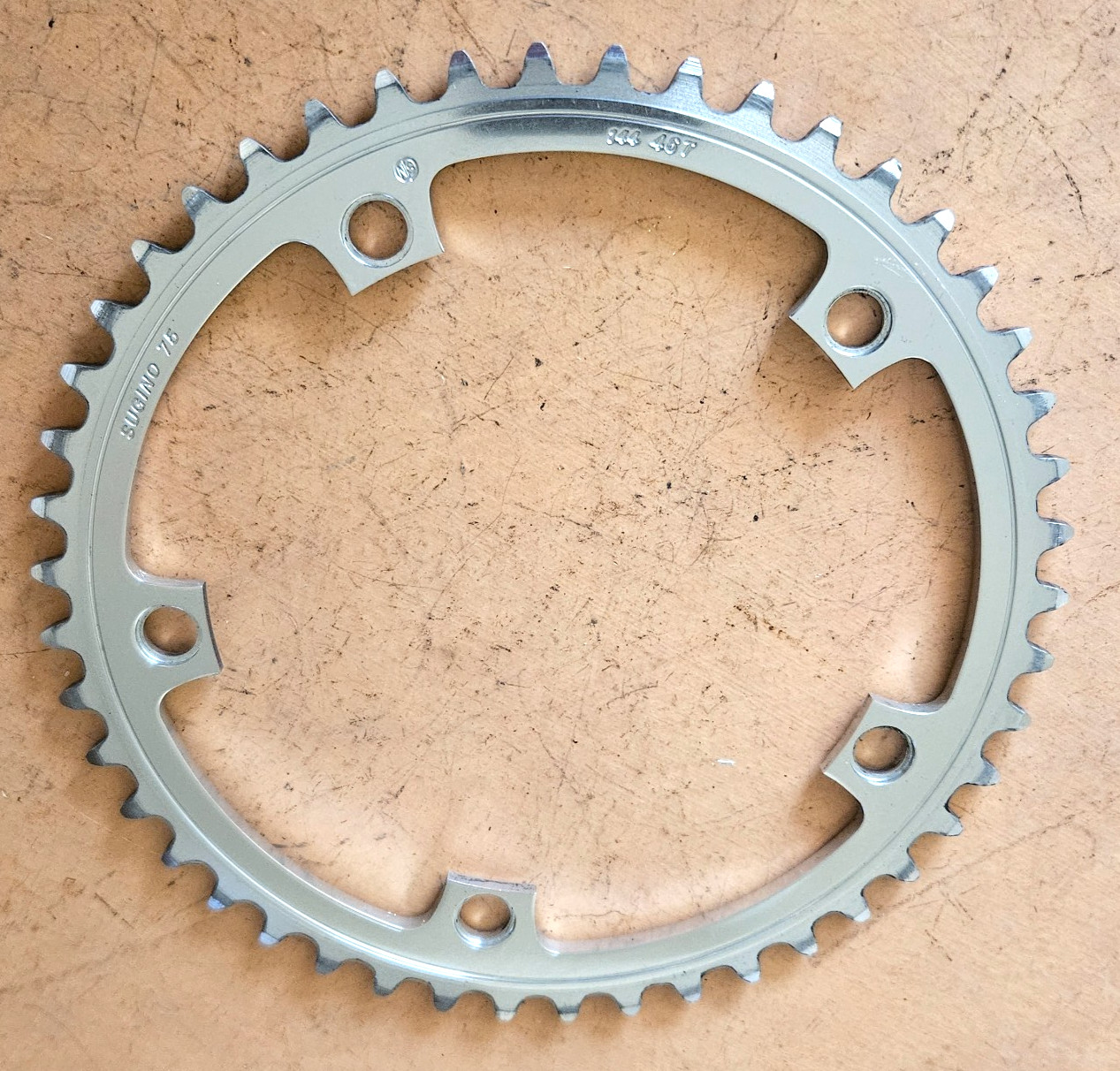 Sugino 75 Track Chainring 144BCD, 46t, 1/8″, Silver, Mint