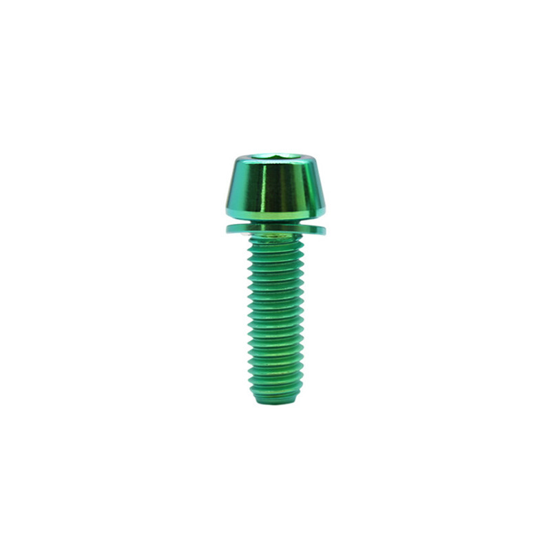 M5x16mm Titanium Ti Bike Stem Bolts Taper Head Bicycle Conical With Washers 6pcs