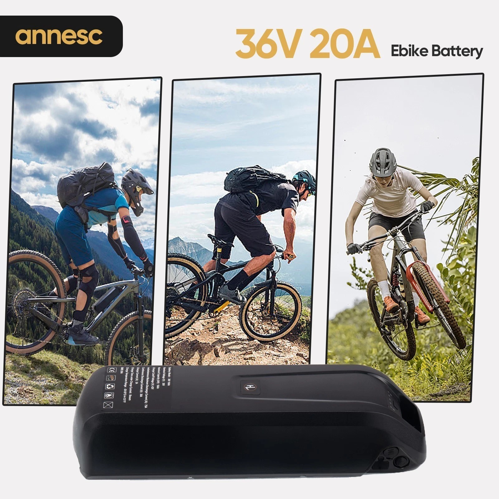 36V Ebike Battery 10Ah/15Ah/20Ah Electric Bicycle Lithium Battery ≤1200W Motors