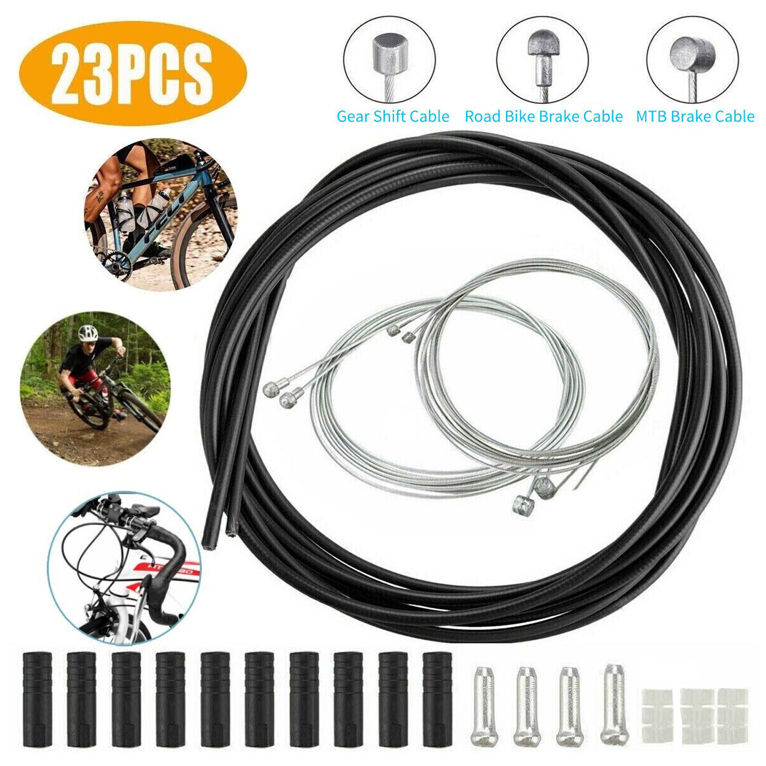 Bike Bicycle Complete Front & Rear Wire Gear Brake Cable Set for Mountain Bikes