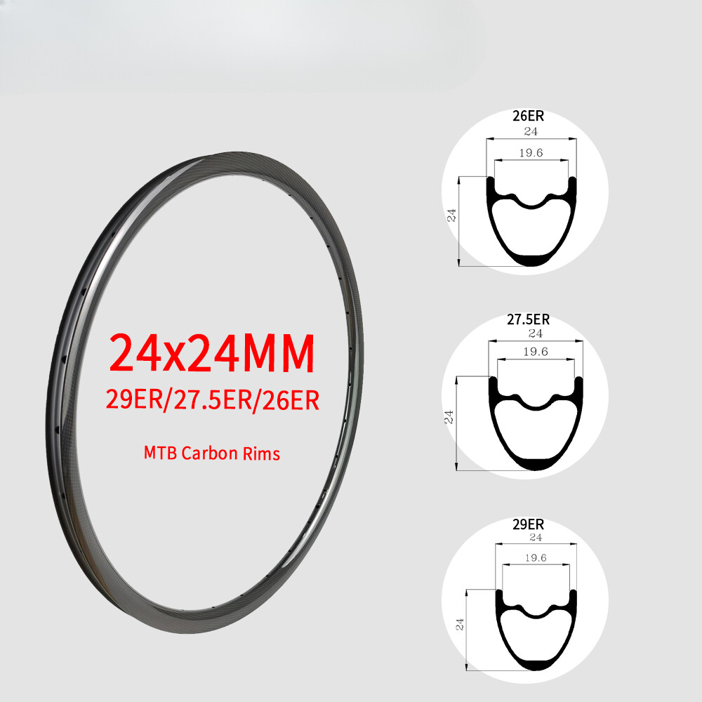 MTB Bicycle Carbon Rim 26/27.5/29er 24x24mm 24-36Holes Symmetric UD Matte Glossy