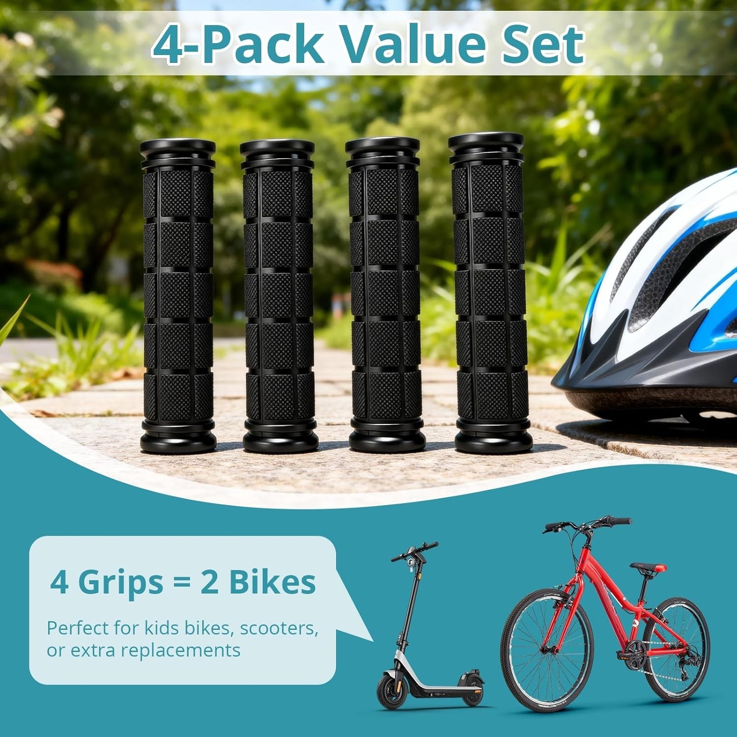 Bike Handlebar Grips Replacement Rubber Black Non Slip for Kids Bikes Scooters