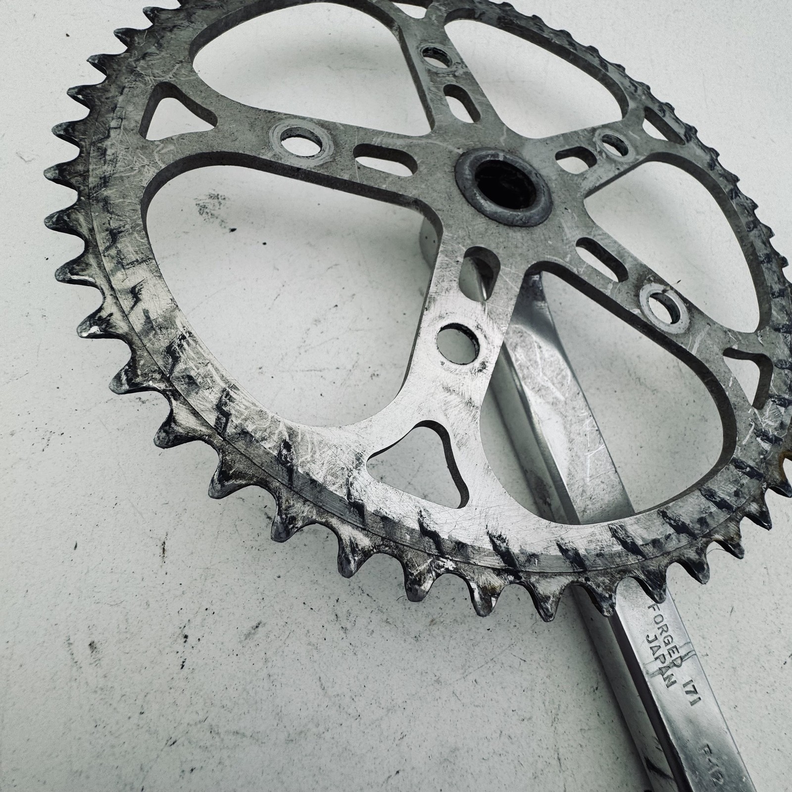 Vintage Fuji F-12 Single Crank 171mm Sugino 52T Japan Road Bike Silver Part A78