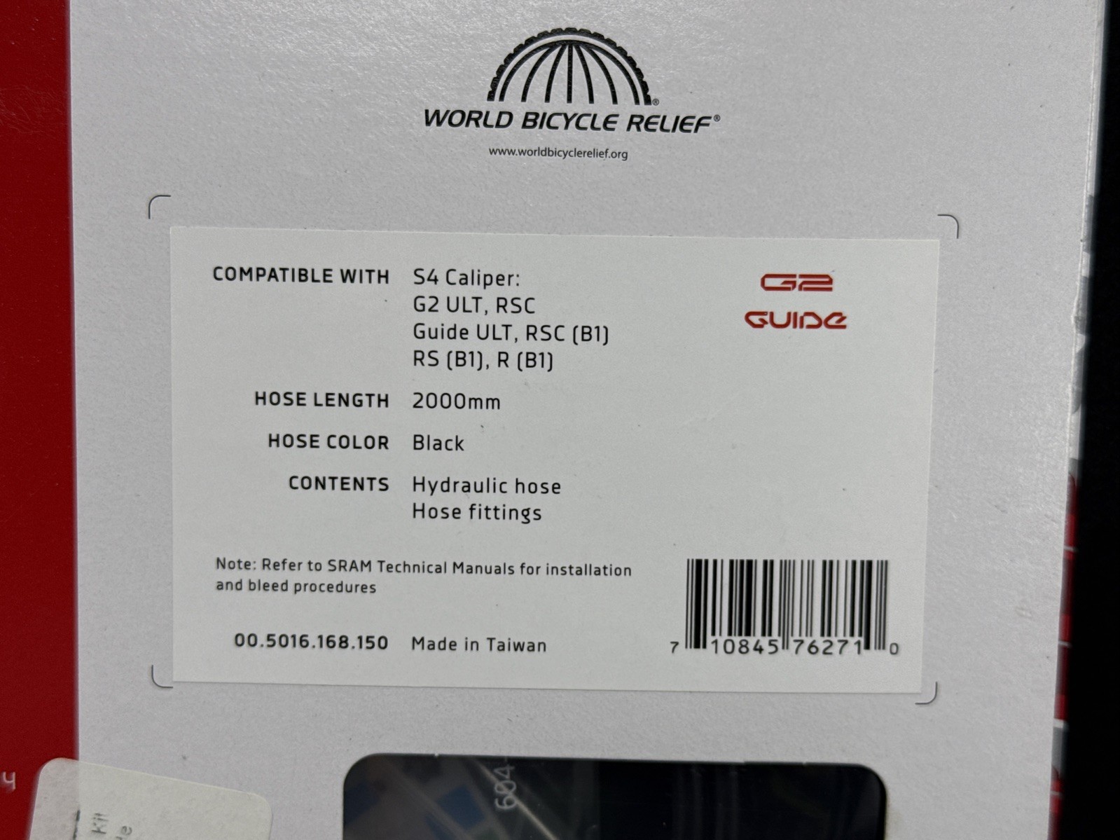 SRAM Hydraulic Line Kit – For S4 Calipers Guide Ultimate RSC RS R T G2 2000mm