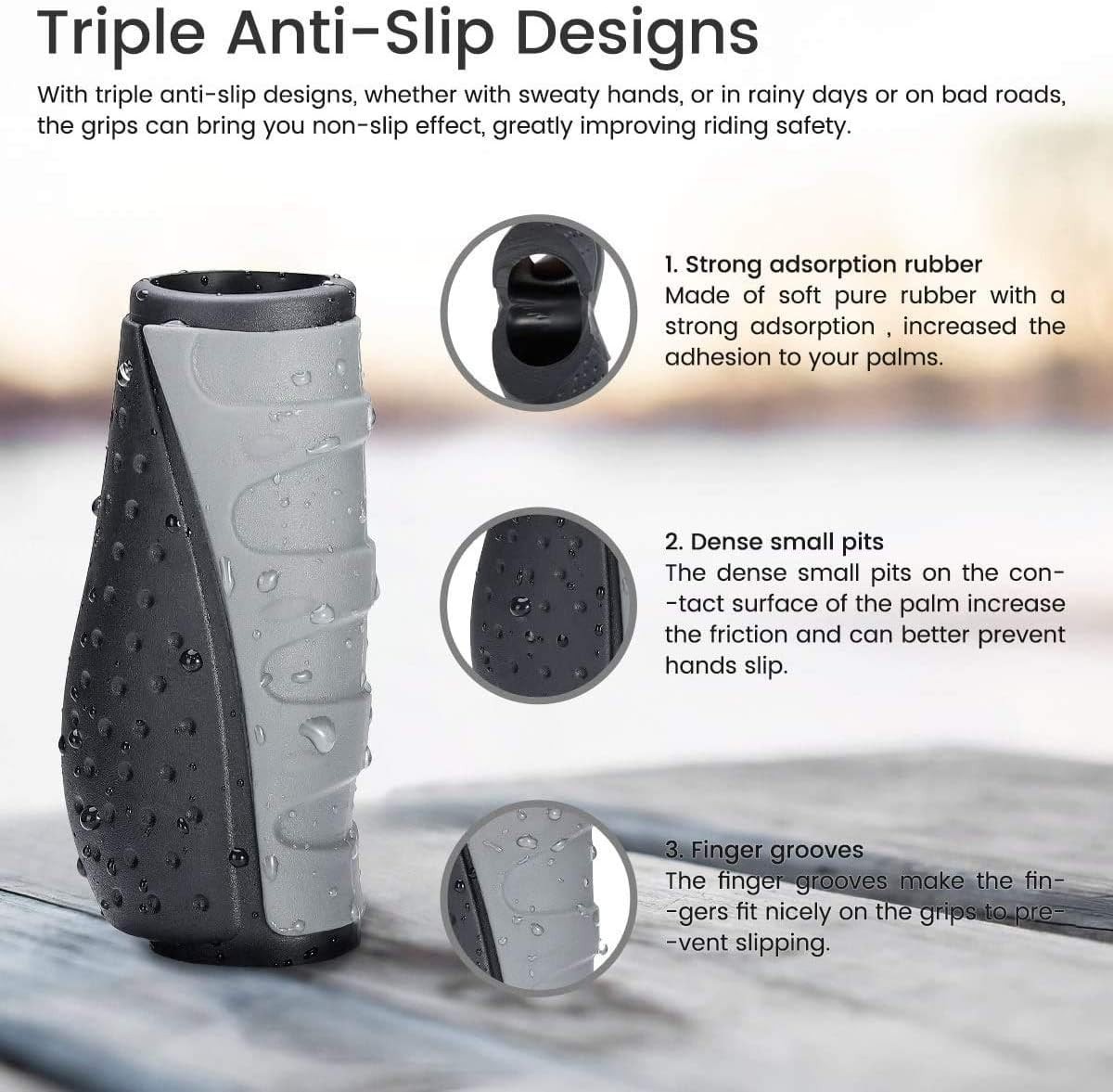 Universal Black & Grey Bike Grips – Comfortable No-Slip Handle for Cyclists