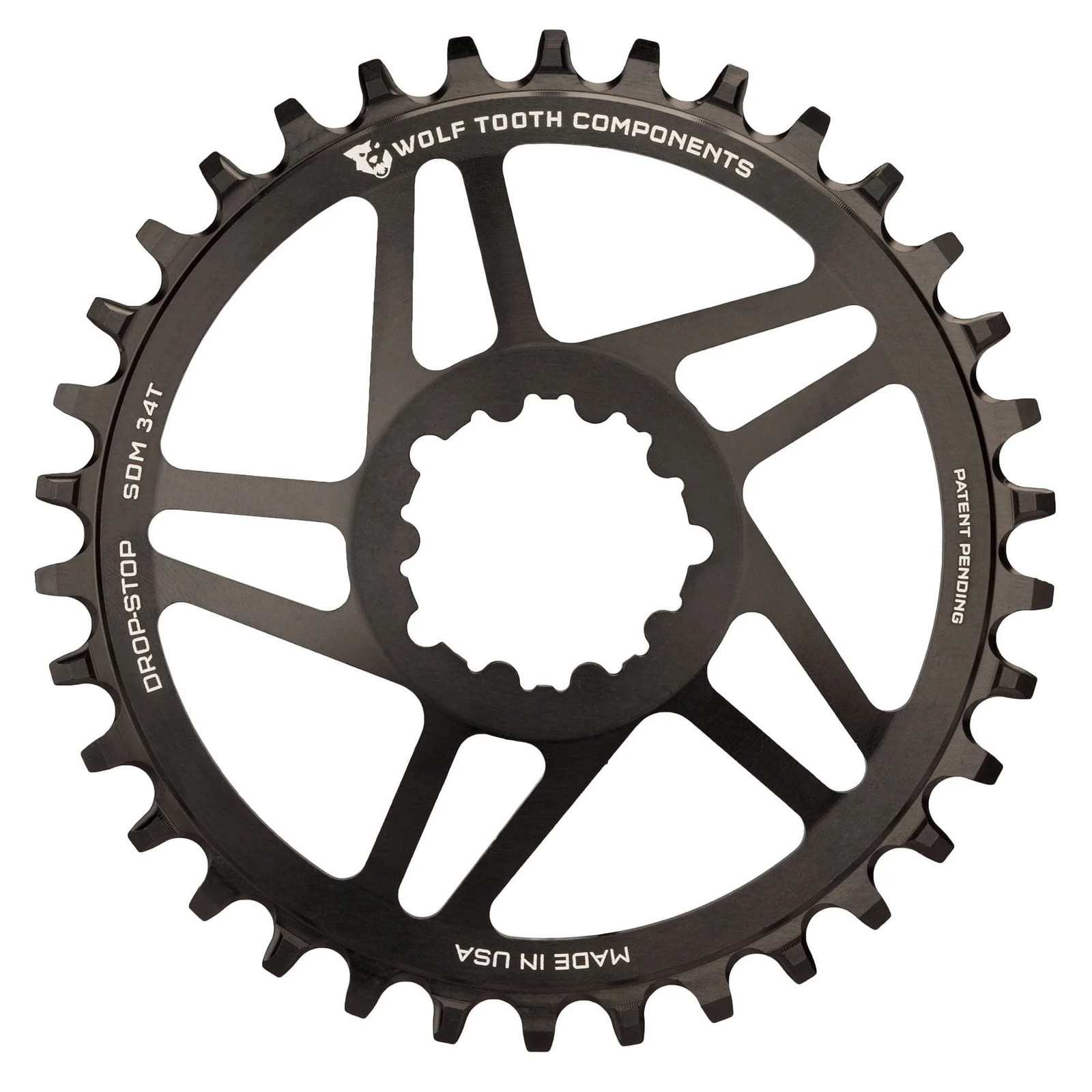 Wolf Tooth Drop Stop Chainring 32t Direct Mount 6mm Offset Aluminum Black