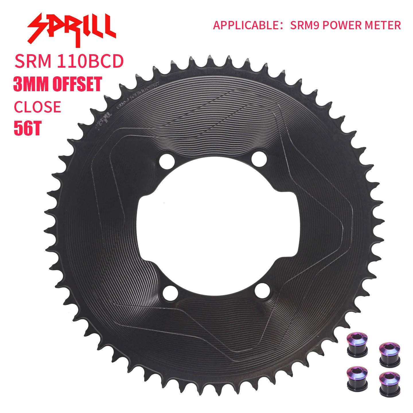 For SRM 9 Power Meter 3mm Offset Chainrings 110BCD FOR TT TRIATHLON Aero 56T-54T