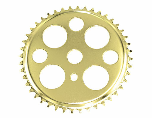 VINTAGE LOWRIDER 44 TEETH LUCKY 7 STEEL BICYCLE CHAINRING 1/2 X 1/8 IN GOLD.