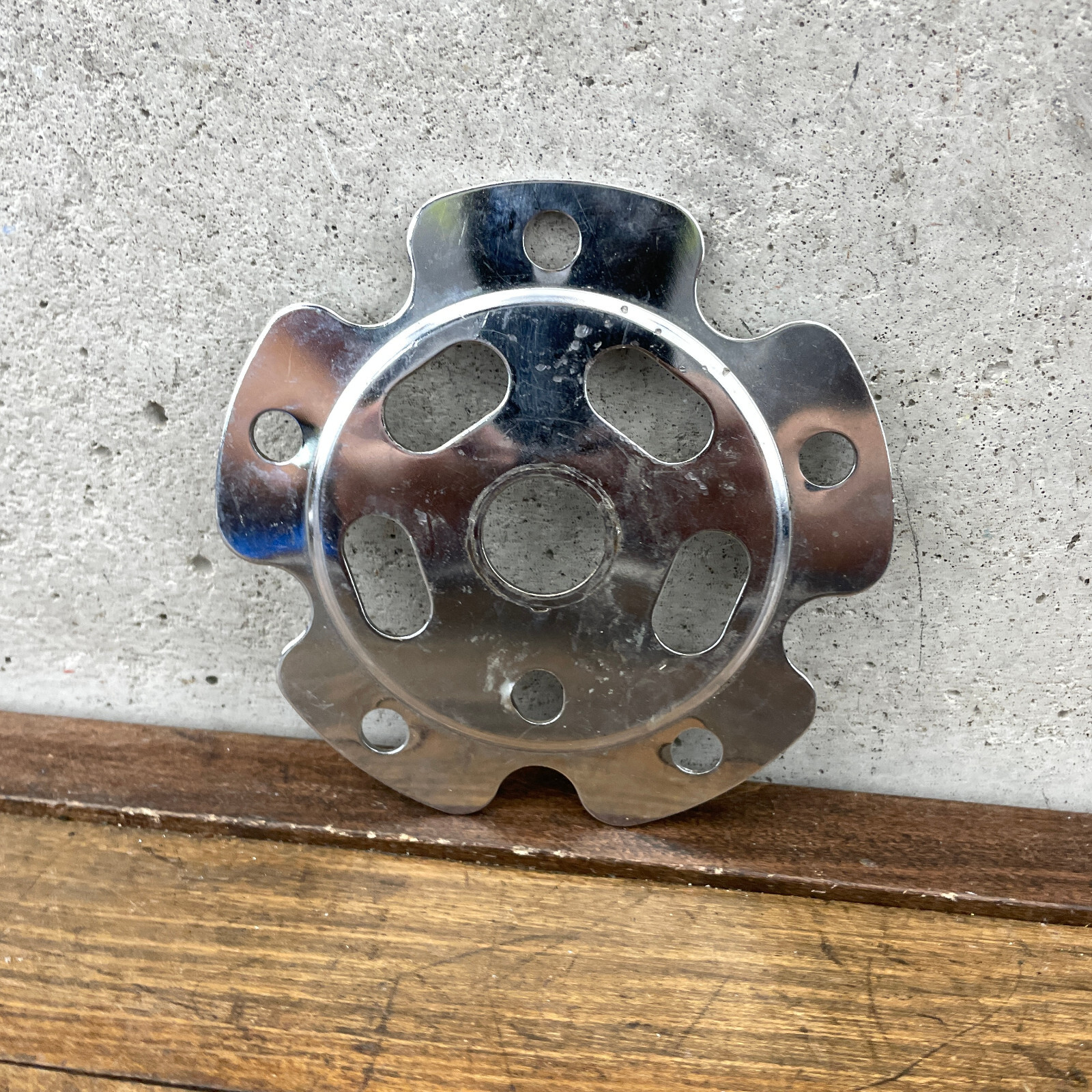 Old School BMX Power Plate Spider Chrome Disc 110 OG 80s Silver Freestyle