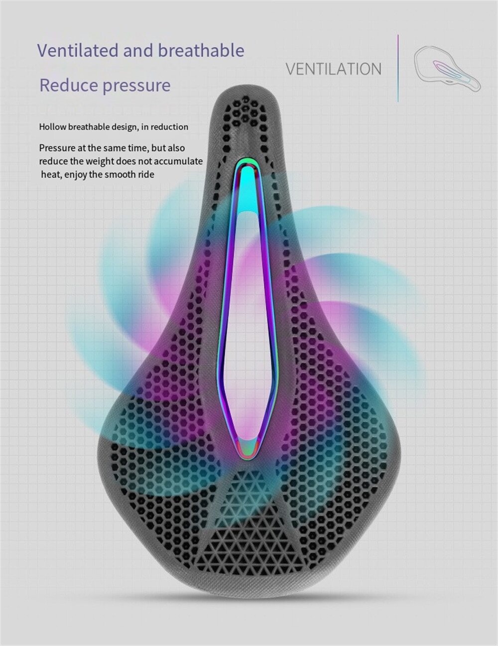 Promend 3D Printed Bicycle Saddle Hollow Honeycomb MTB Road Bike Seat Cushion